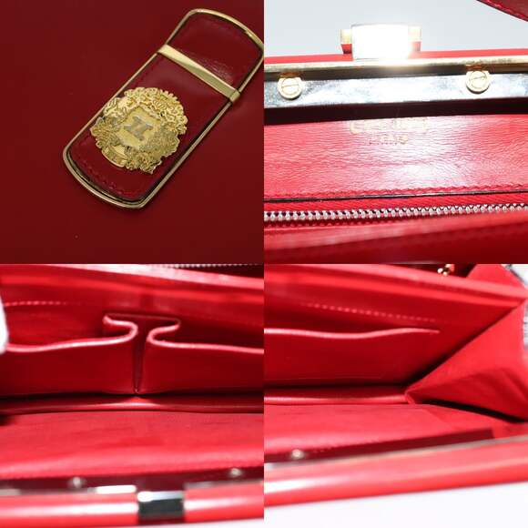 CELINE Shoulder Bag Leather Red Gold - Picture 11 of 12